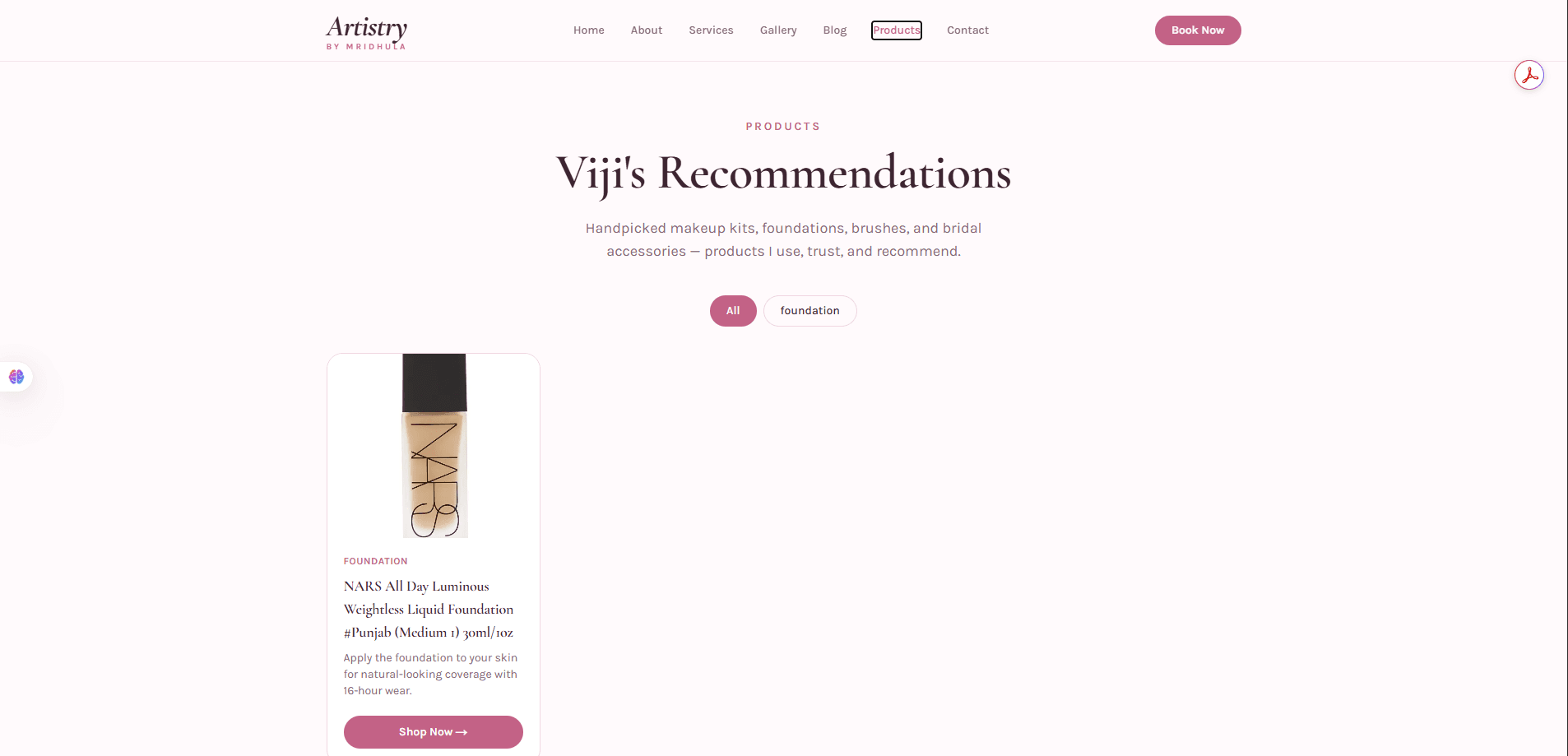 Viji's Recommendations affiliate products page
