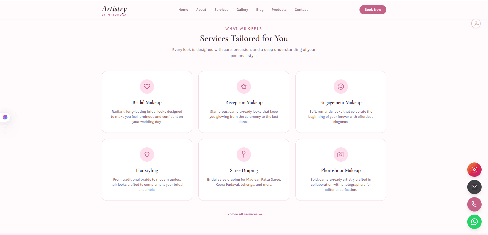 Homepage services preview cards