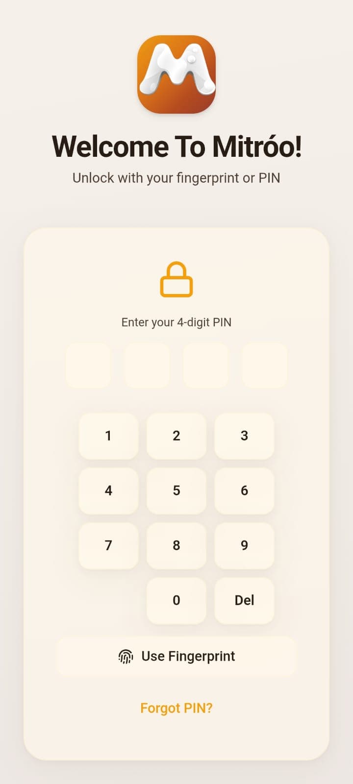 Mitróo PIN lock screen