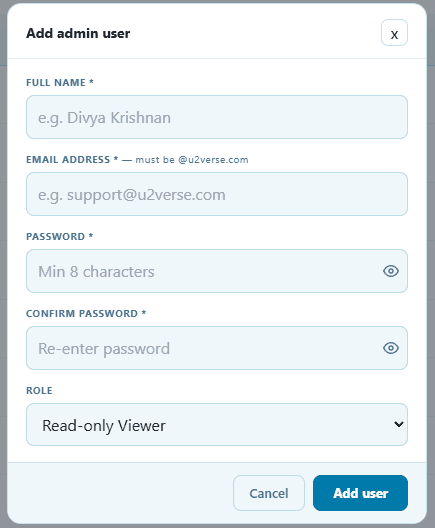 Adding a back-office admin user
