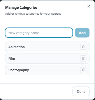 Managing course categories